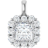 Elegant 1CTW Princess Cut Diamond Halo Pendant in 14K Gold